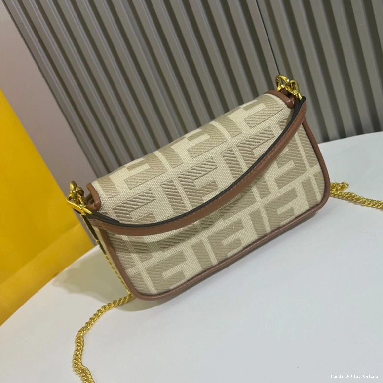 Affordable Baguette In Motif FF Bag Beige Mini Fendi Canvas 0810